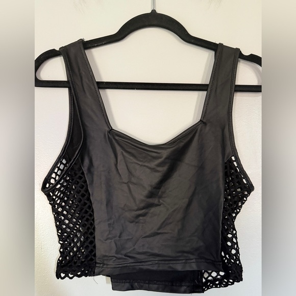 Black Faux Leather Studded Top - Picture 4 of 4